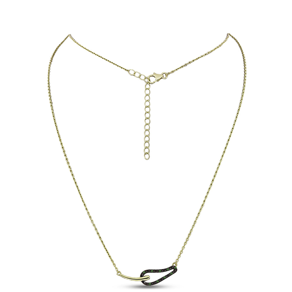 Kullattu hopeaKaulakoru Vihreällä Timantilla