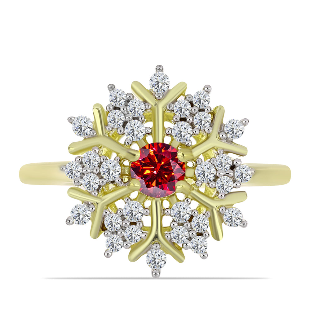Kullattu hopeaSormus Majesteettinen Rouge Moissanite ja Valkoisella Topaasilla