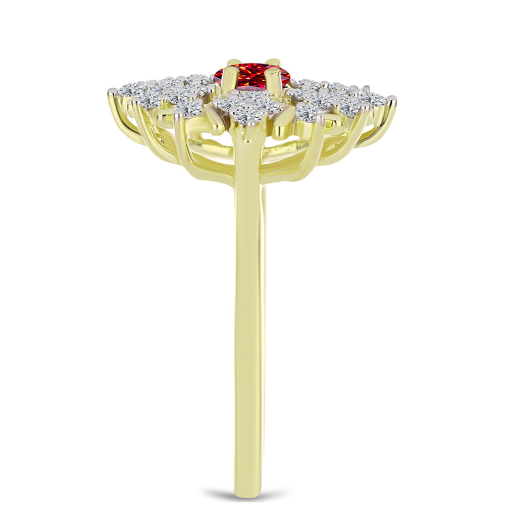 Kullattu hopeaSormus Majesteettinen Rouge Moissanite ja Valkoisella Topaasilla