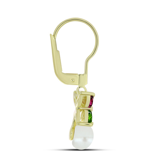 Kullatut hopeat Korvakorut Chakra Turmaliinilla ja Makeanveden Valkoisella HelmellÀ