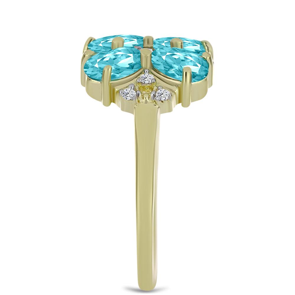 Kullattu hopeaSormus Paraiban Kvartsilla ja Valkoisella Topaasilla