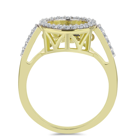 Kullattu hopeaSormus Sininen tanssiva timantti ja Valkoisella Topaasilla