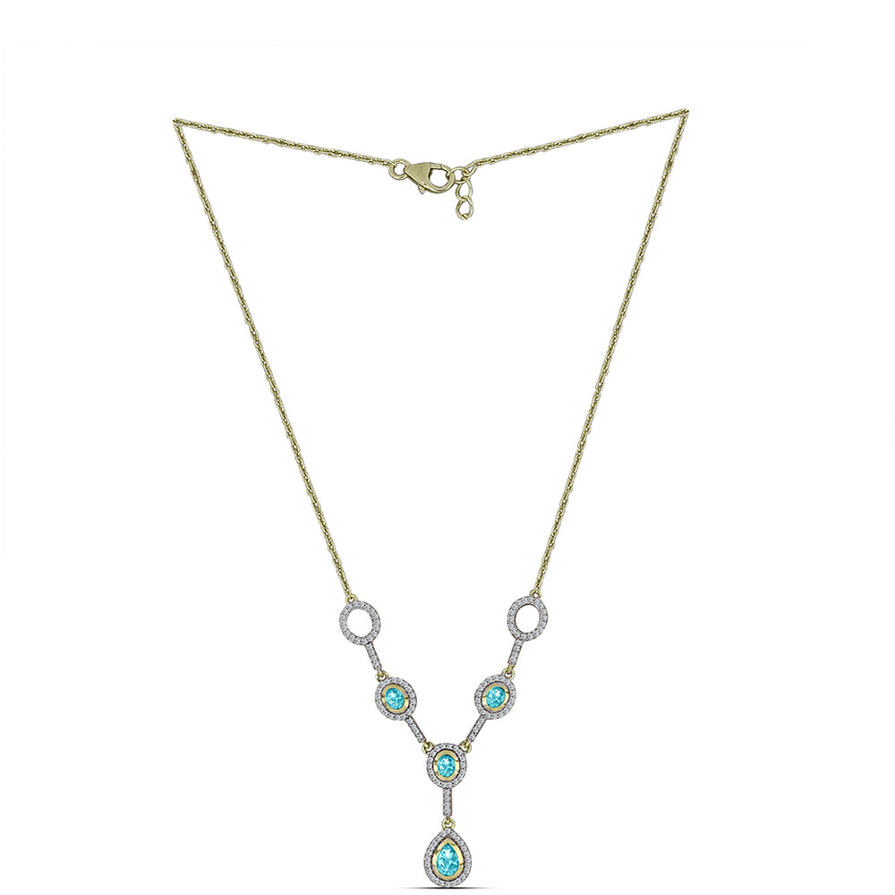 Kullattu hopeaKaulakoru Paraiban Kvartsilla ja Valkoisella Topaasilla