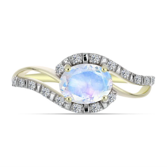 Kullattu hopeaSormus SateenkaarikuukivellÀ ja Valkoisella Topaasilla