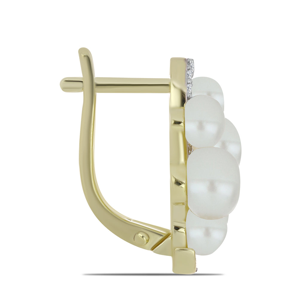 Kullatut hopeat Korvakorut Makeanveden Valkoisella Helmellä ja Valkoisella Topaasilla