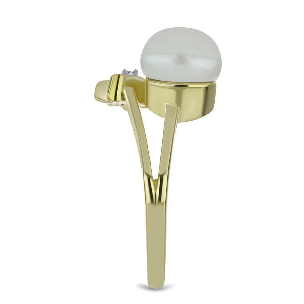 Kullattu hopeaSormus Makeanveden Valkoisella Helmellä ja Valkoisella Topaasilla