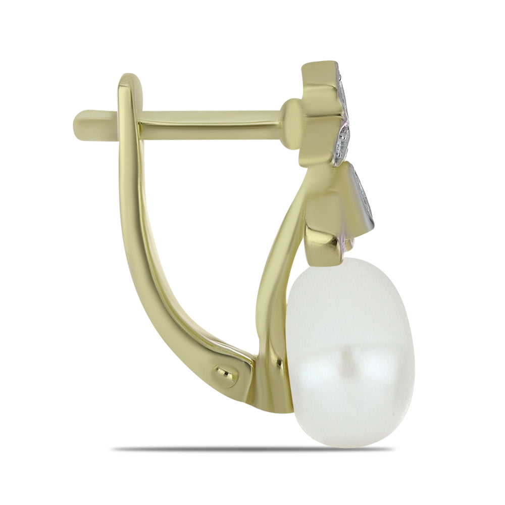 Kullatut hopeat Korvakorut Makeanveden Valkoisella Helmellä ja Valkoisella Topaasilla