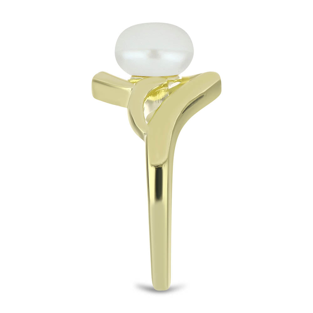 Kullattu hopeaSormus Makeanveden Valkoisella Helmellä ja Valkoisella Topaasilla