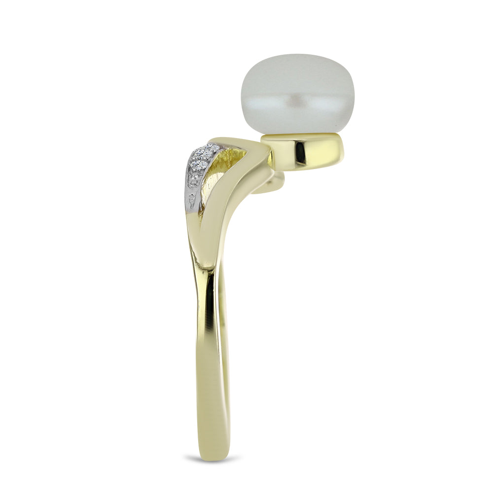 Kullattu hopeaSormus Makeanveden Valkoisella Helmellä ja Mustalla Spinellillä