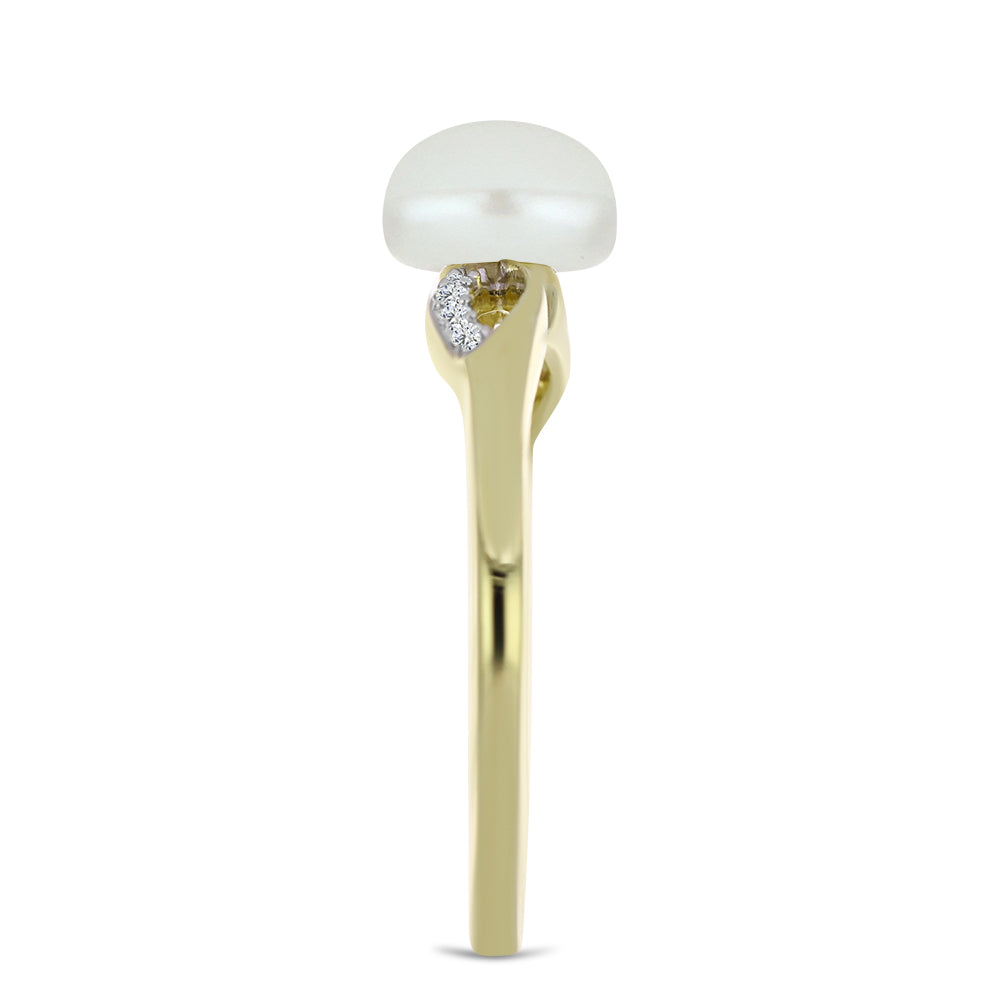 Kullattu hopeaSormus Makeanveden Valkoisella Helmellä ja Valkoisella Topaasilla