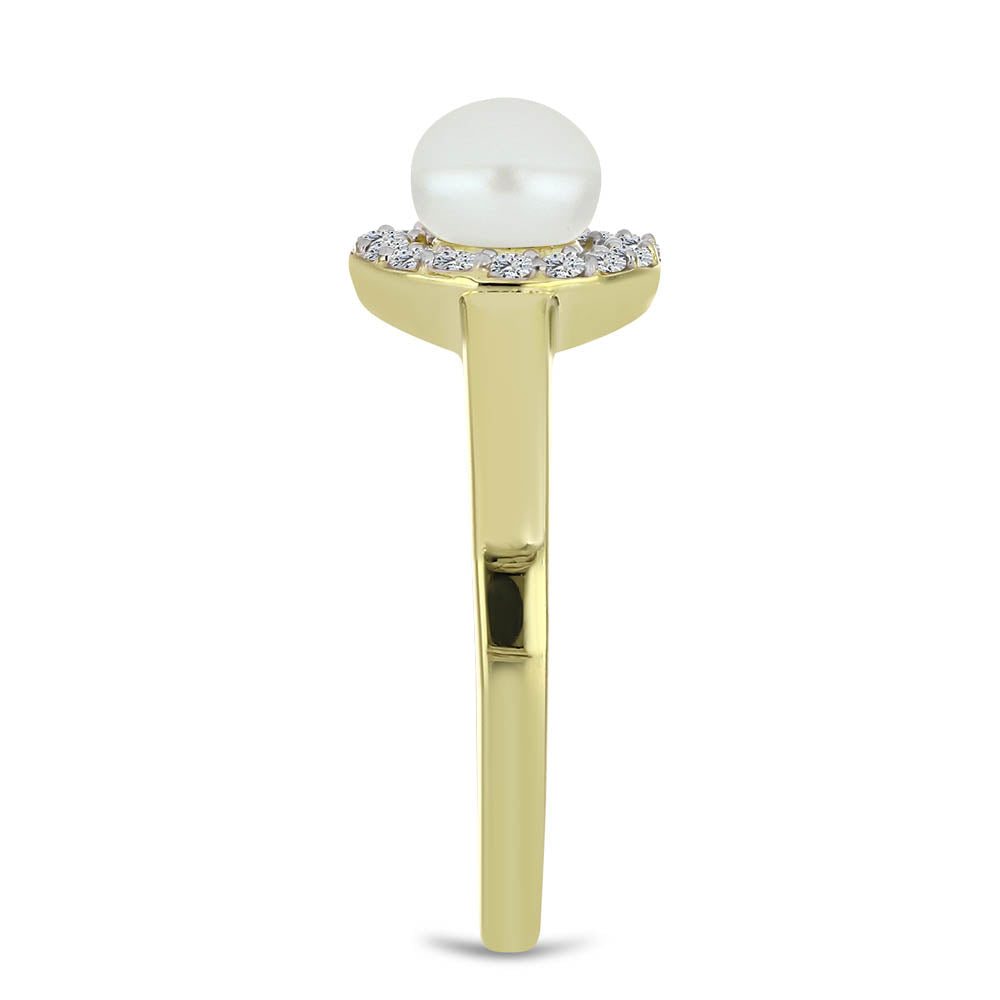 Kullattu hopeaSormus Makeanveden Valkoisella Helmellä ja Valkoisella Topaasilla