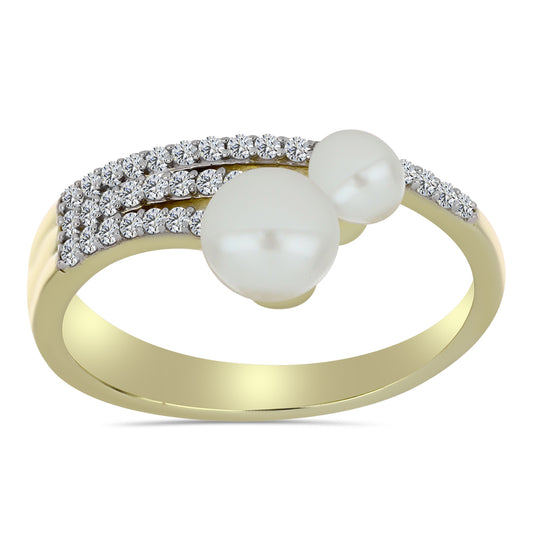 Kullattu hopeaSormus Makeanveden Valkoisella HelmellÀ ja Valkoisella Topaasilla