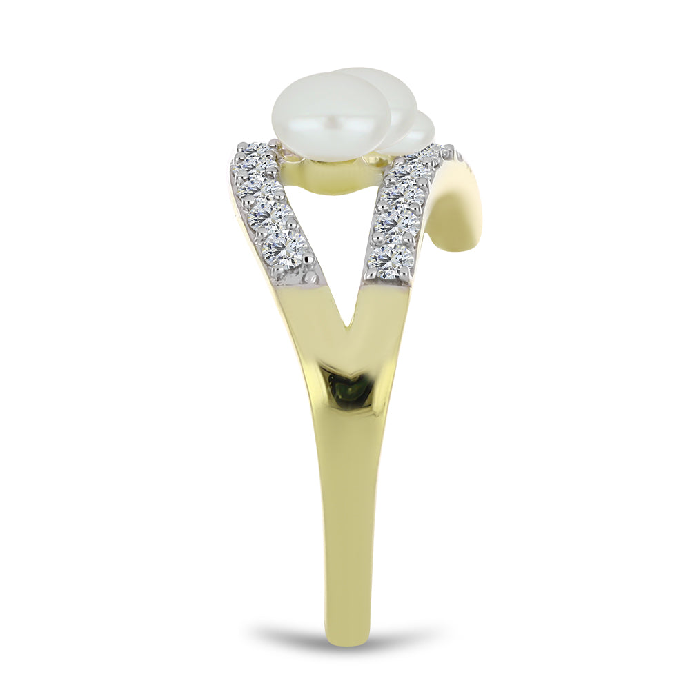 Kullattu hopeaSormus Makeanveden Valkoisella Helmellä ja Valkoisella Topaasilla