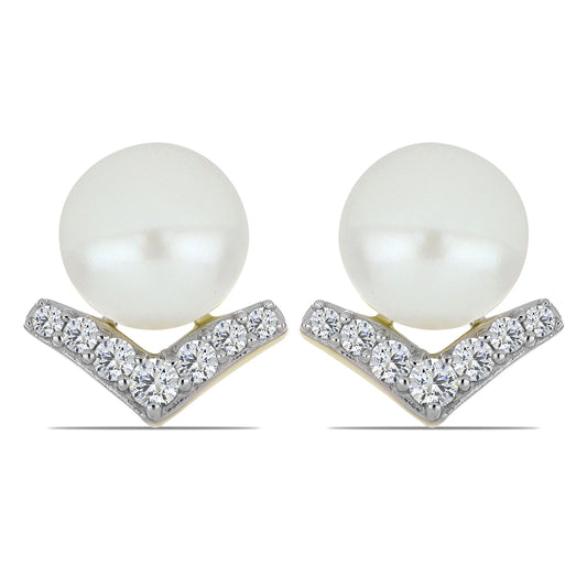 Kullatut hopeat Korvakorut Makeanveden Valkoisella HelmellÀ ja Valkoisella Topaasilla