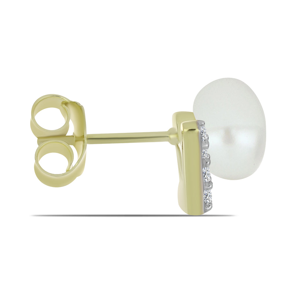 Kullatut hopeat Korvakorut Makeanveden Valkoisella Helmellä ja Valkoisella Topaasilla