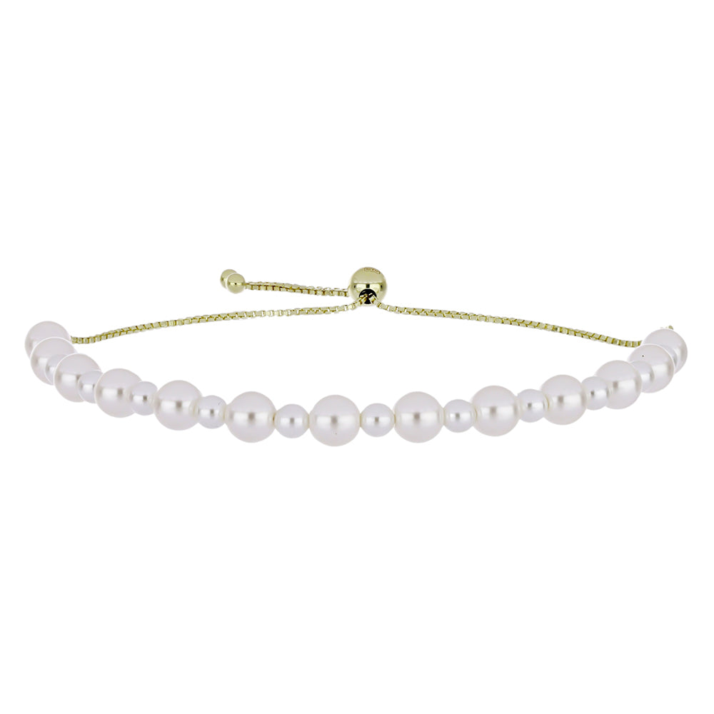 Kullattu hopeaRannekoru Makeanveden Valkoisella Helmellä