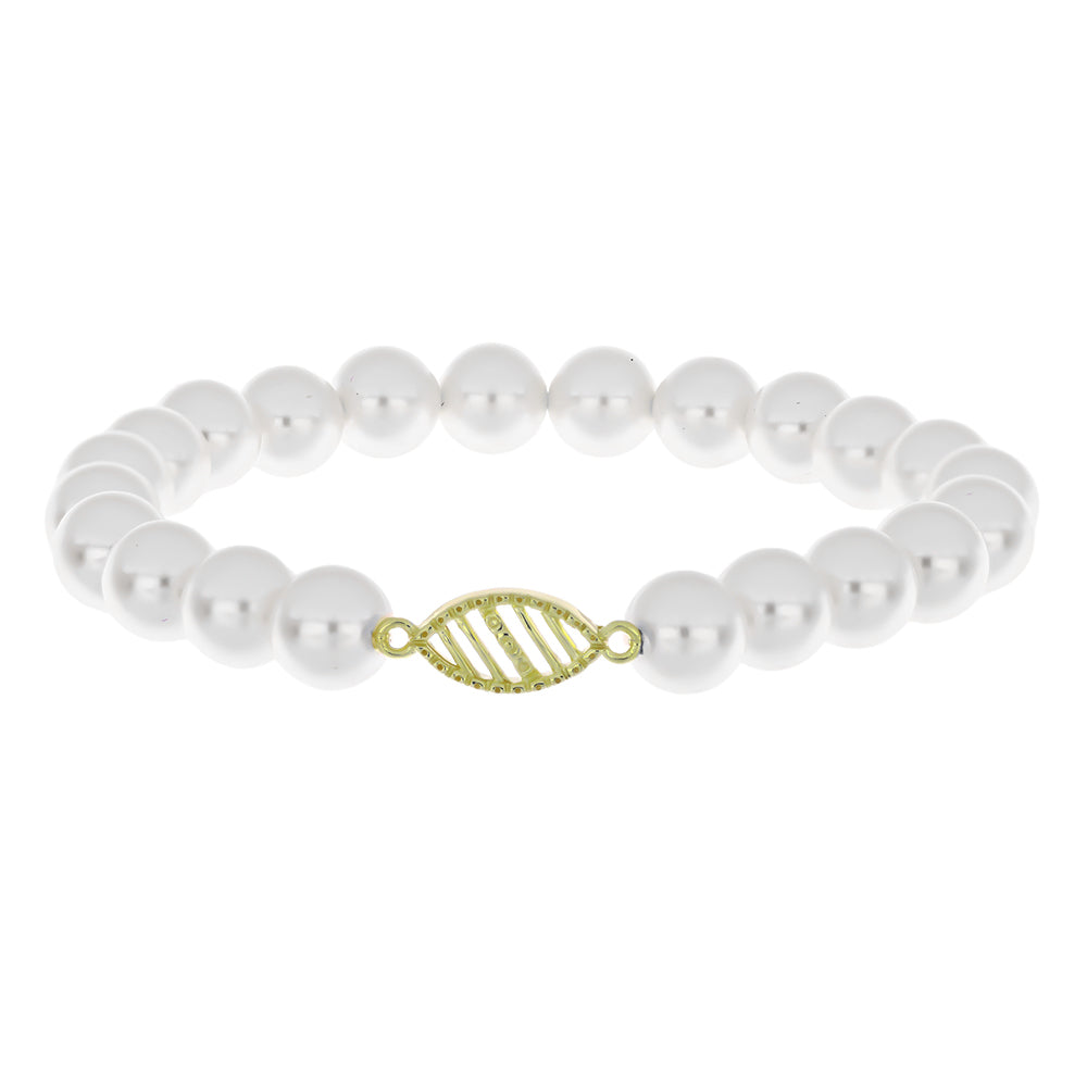 Kullattu hopeaRannekoru Makeanveden Valkoisella Helmellä