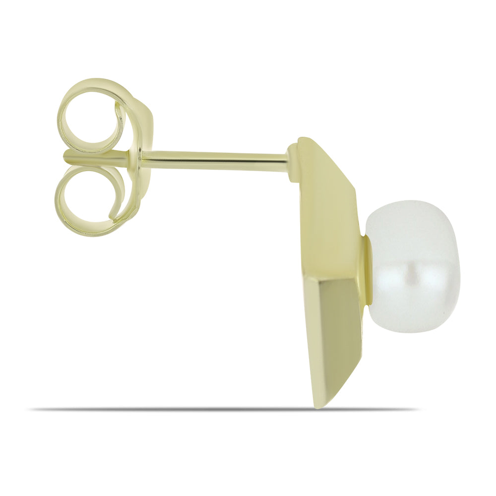 Kullatut hopeat Korvakorut Makeanveden Valkoisella Helmellä