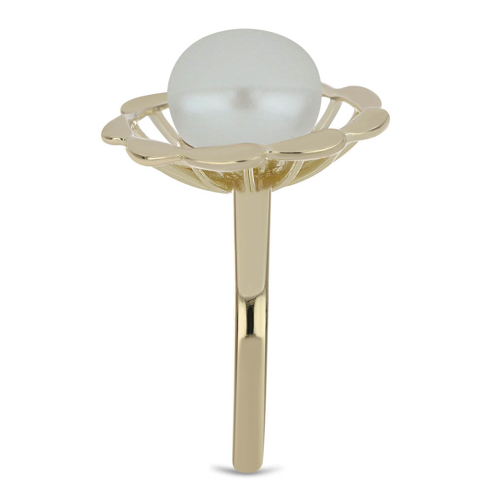 Kullattu hopeaSormus Makeanveden Valkoisella Helmellä