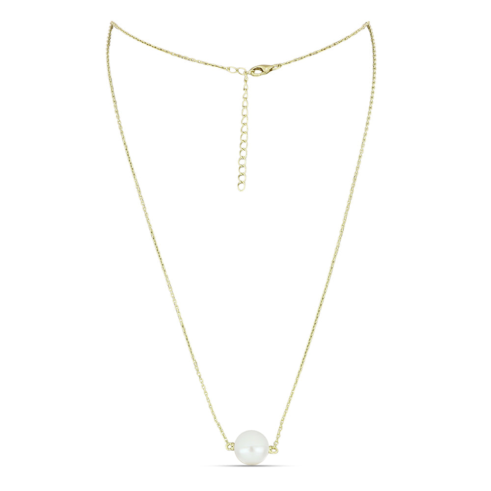 Kullattu hopeaKaulakoru Makeanveden Valkoisella Helmellä