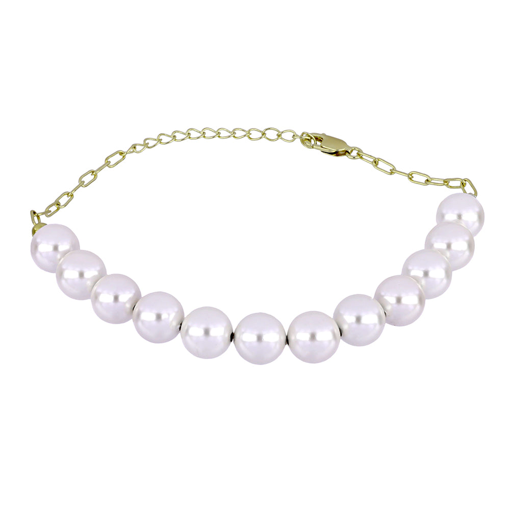 Kullattu hopeaRannekoru Makeanveden Valkoisella Helmellä