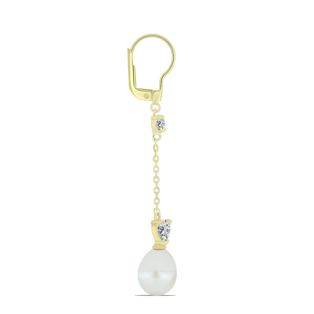 Kullatut hopeat Korvakorut Makeanveden Valkoisella Helmellä ja Valkoisella Topaasilla