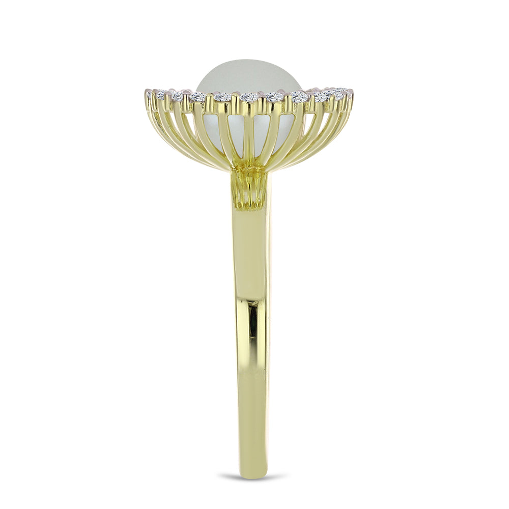 Kullattu hopeaSormus Makeanveden Valkoisella Helmellä ja Valkoisella Topaasilla