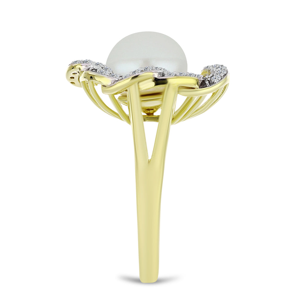 Kullattu hopeaSormus Makeanveden Valkoisella Helmellä ja Valkoisella Topaasilla