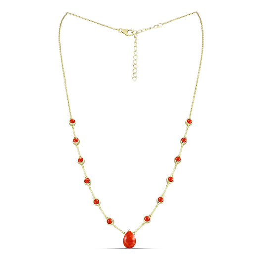 Kullattu hopeaKaulakoru Punaisella Sienikorallilla