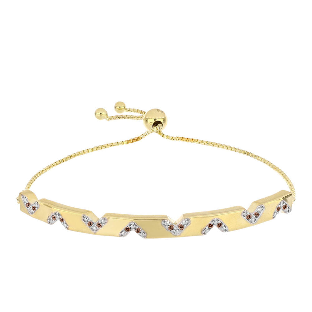 Kullattu hopeaRannekoru Konjakin Värisellä Timantilla