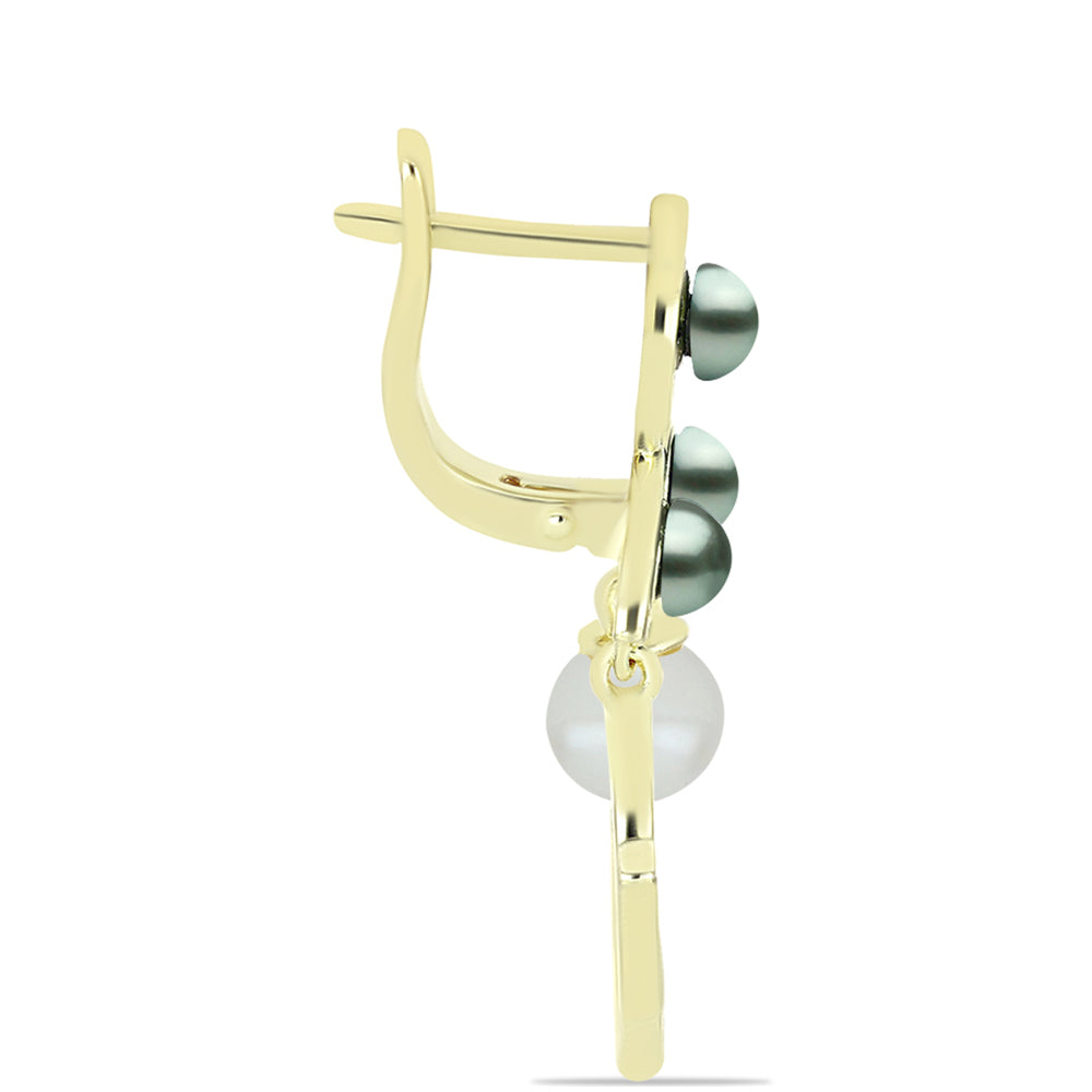 Kullatut hopeat Korvakorut Tahitian vihreä illuusio makeanveden helmi ja Makeanveden Valkoisella Helmellä