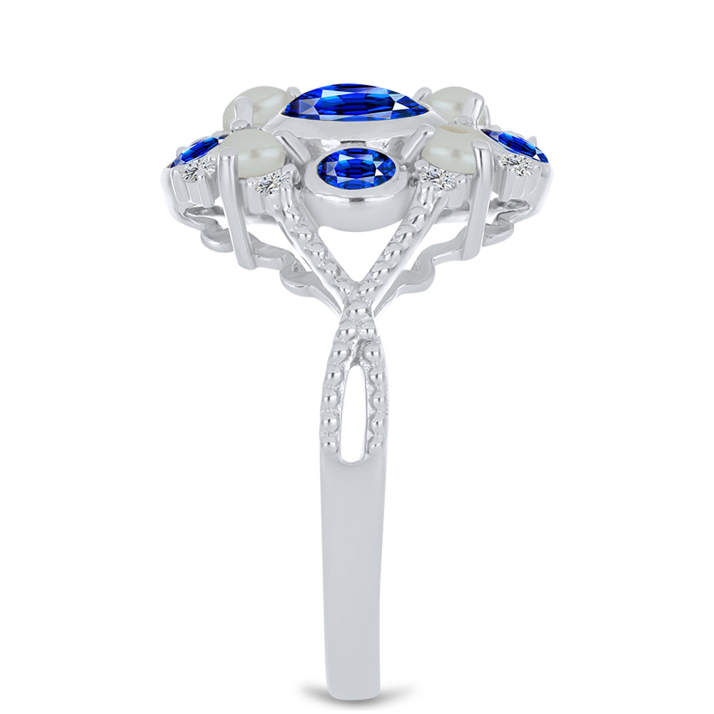 HopeaSormus Australialaisella Sinisellä Safiirilla ja Makeanveden Valkoisella Helmellä