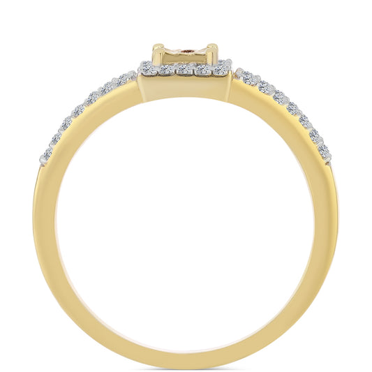 Kullattu hopeaSormus Konjakin VÀrisellÀ Timantilla ja Valkoisella Topaasilla