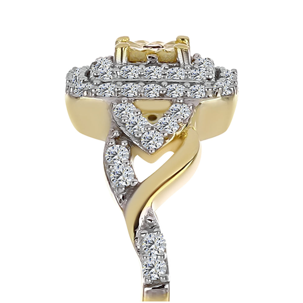 Kullattu hopeaSormus Konjakin Värisellä Timantilla ja Valkoisella Topaasilla