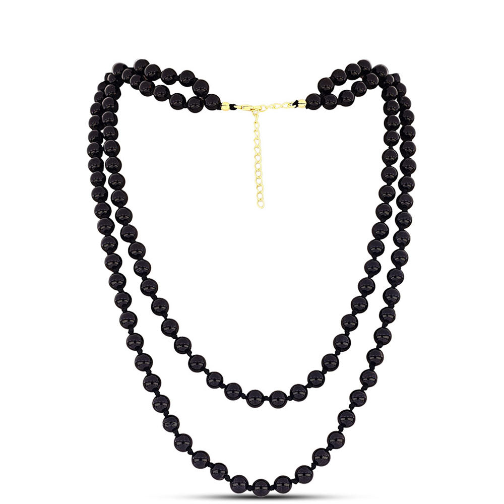 Kullattu hopeaKaulakoru Mustalla Onyksilla