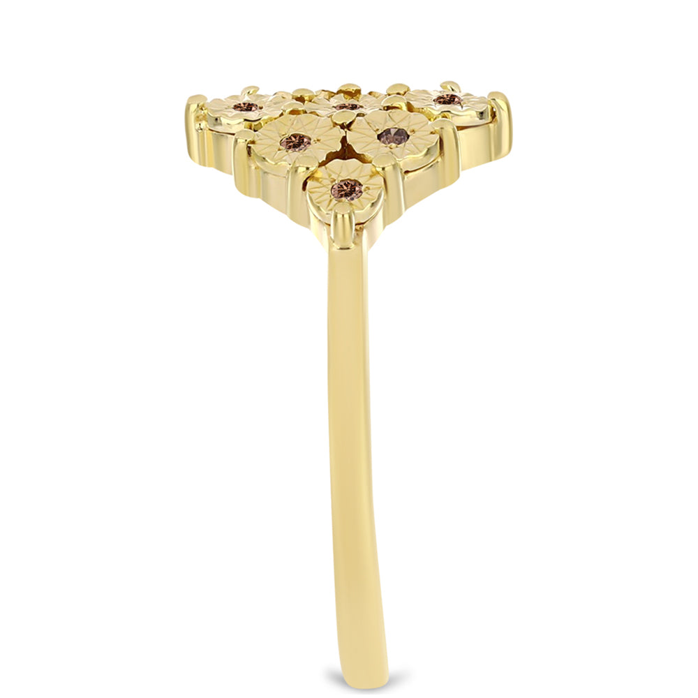 Kullattu hopeaSormus Konjakin Värisellä Timantilla