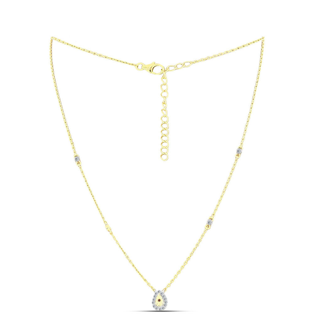 Kullattu hopeaKaulakoru Konjakin Värisellä Timantilla ja Valkoisella Topaasilla