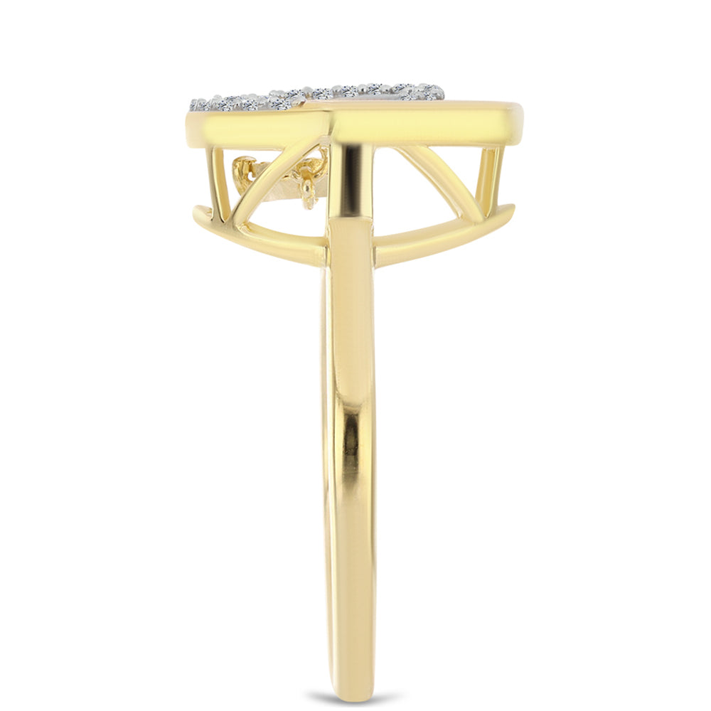 Kullattu hopeaSormus Konjakin Värisellä Timantilla ja Valkoisella Topaasilla