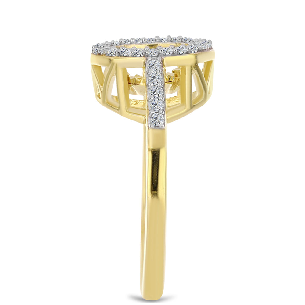 Kullattu hopeaSormus Konjakin Värisellä Timantilla ja Valkoisella Topaasilla