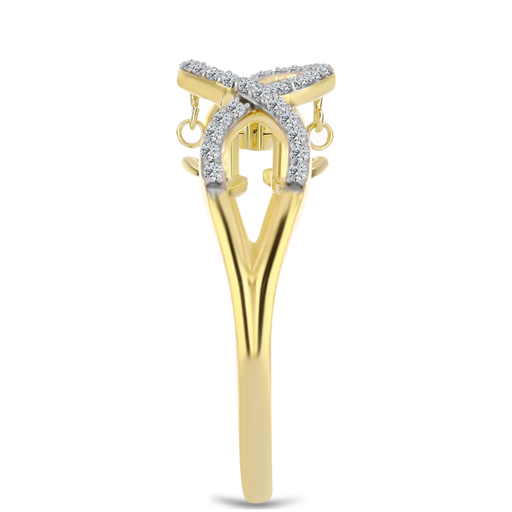 Kullattu hopeaSormus Konjakin Värisellä Timantilla ja Valkoisella Topaasilla