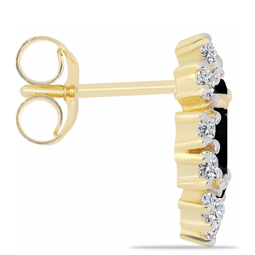 Kullatut hopeat Korvakorut Mustalla Onyksilla ja Valkoisella Topaasilla