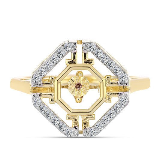 Kullattu hopeaSormus Konjakin Värisellä Timantilla ja Valkoisella Topaasilla