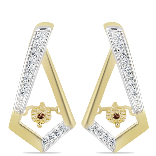 Kullatut hopeat Korvakorut Konjakin VÀrisellÀ Timantilla ja Valkoisella Topaasilla