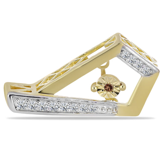 Kullatut hopeat Korvakorut Konjakin VÀrisellÀ Timantilla ja Valkoisella Topaasilla