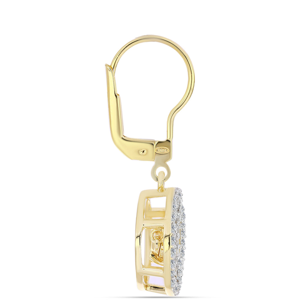 Kullatut hopeat Korvakorut Konjakin Värisellä Timantilla ja Valkoisella Topaasilla