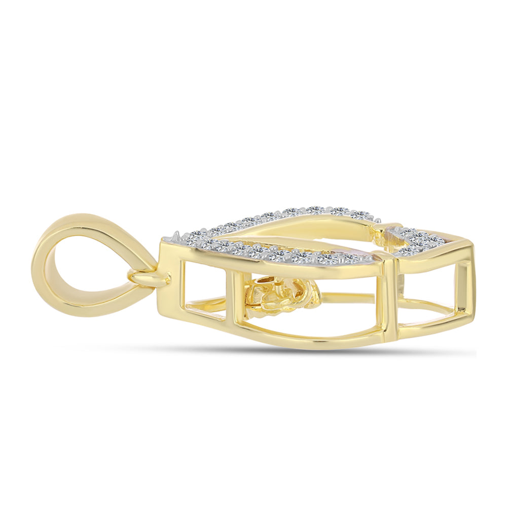 Kullattu hopeaRiipus Konjakin Värisellä Timantilla ja Valkoisella Topaasilla