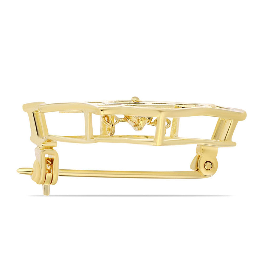 Kullattu hopeaRintaneula Konjakin Värisellä Timantilla