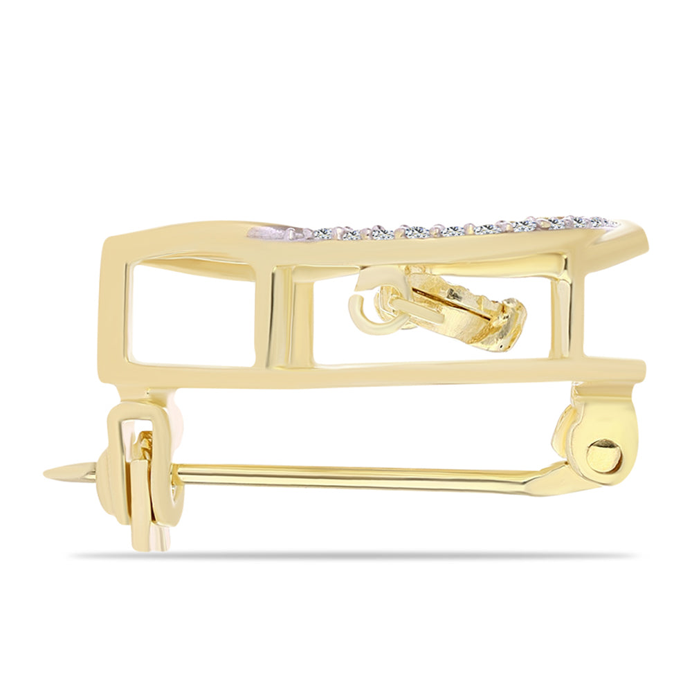 Kullattu hopeaRintaneula Konjakin Värisellä Timantilla ja Valkoisella Topaasilla