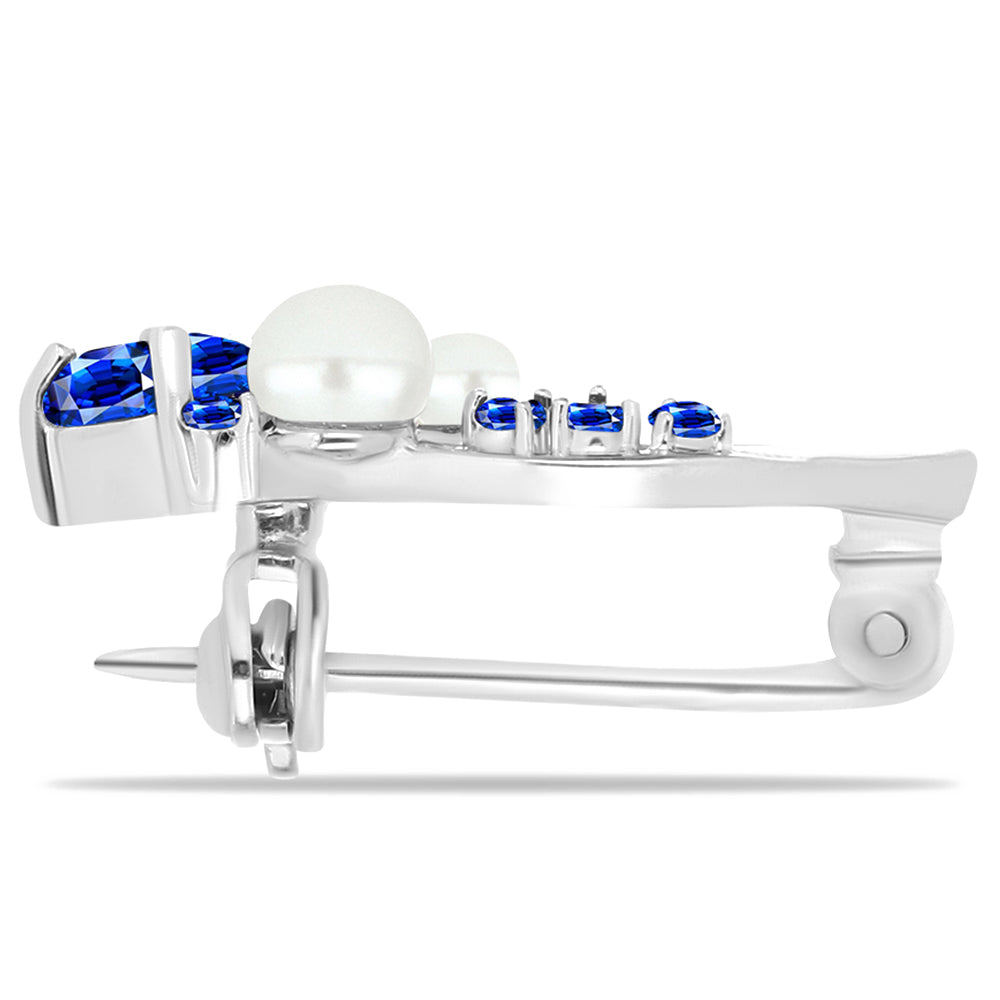 HopeaRintaneula Australialaisella Sinisellä Safiirilla ja Makeanveden Valkoisella Helmellä