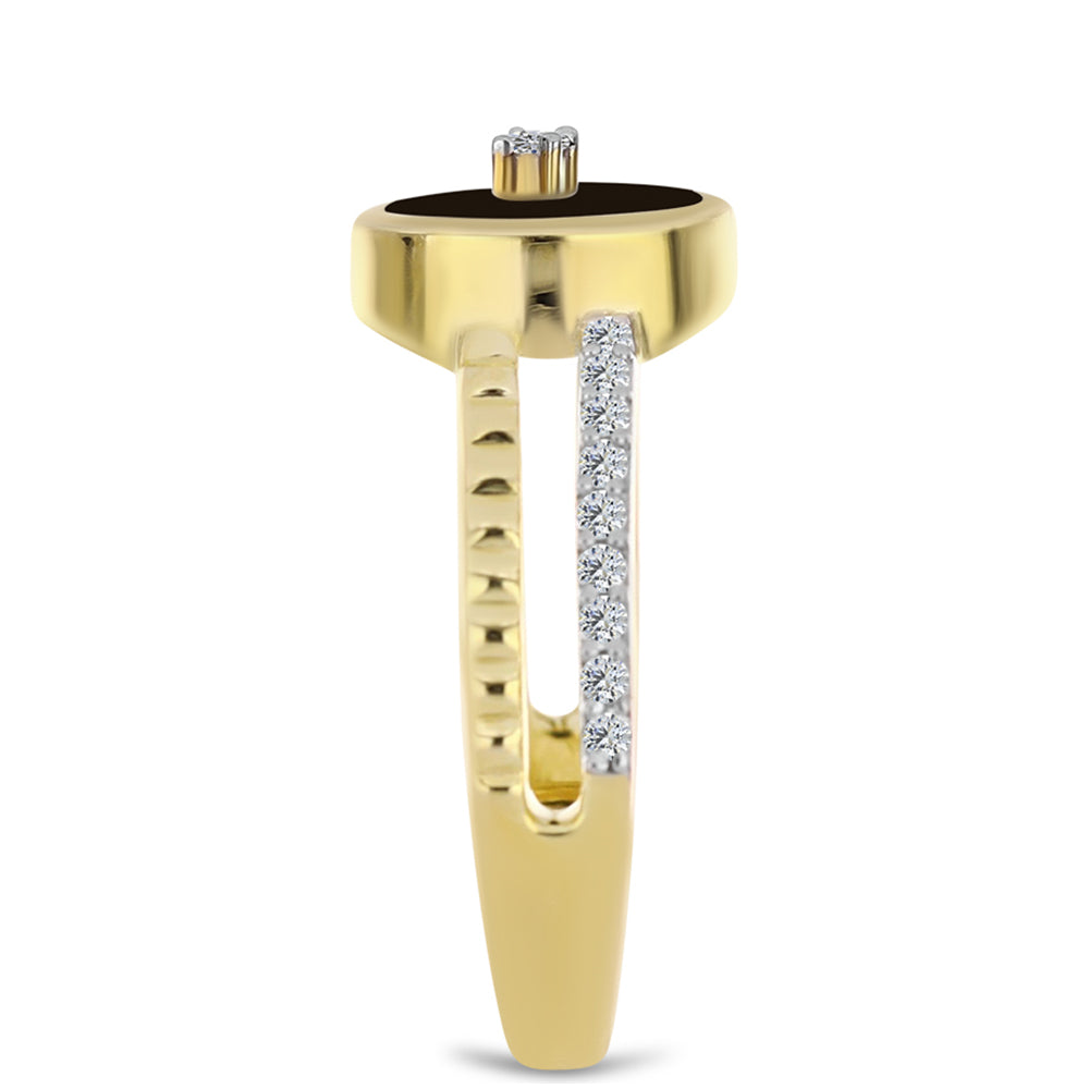 Kullattu hopeaSormus Mustalla Onyksilla ja Valkoisella Topaasilla